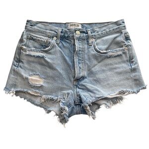 AGOLDE Parker Vintage Distressed High Rise Shorts 24 Button Fly